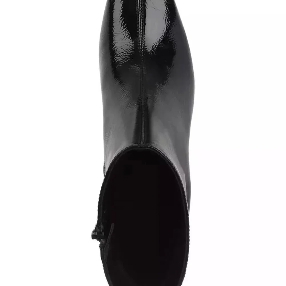 On 34th Margoe Square-Toe Booties Black Crinkle Patent Size 8.5M - F52 - Picture 4 of 6